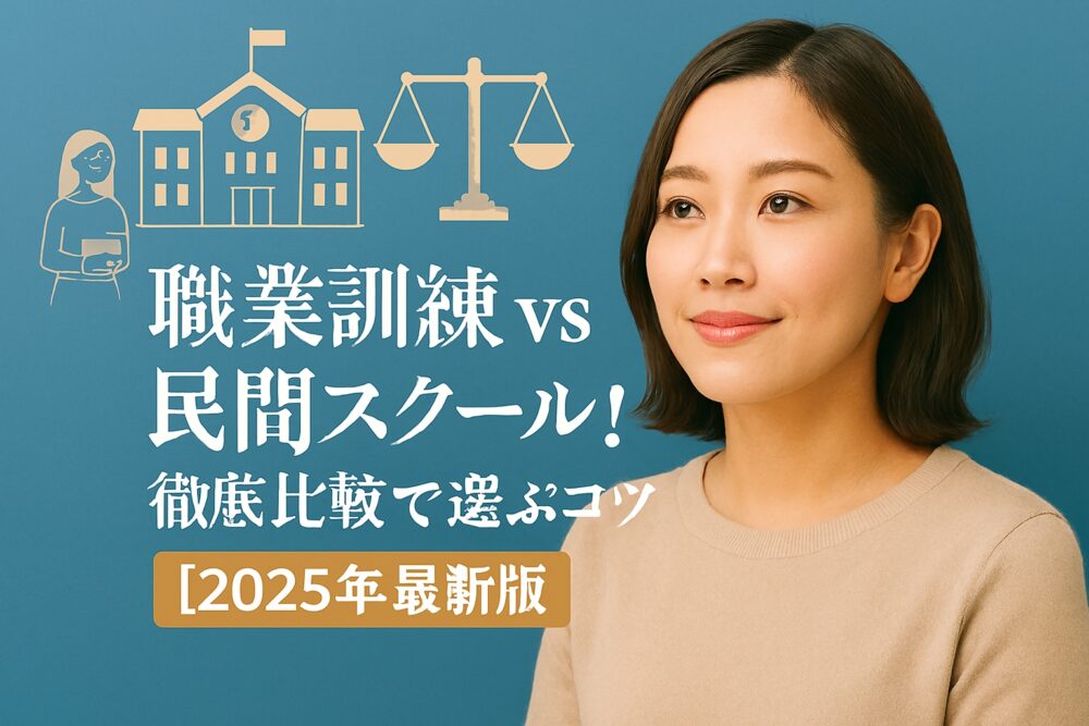職業訓練と民間スクールの比較イメージ
